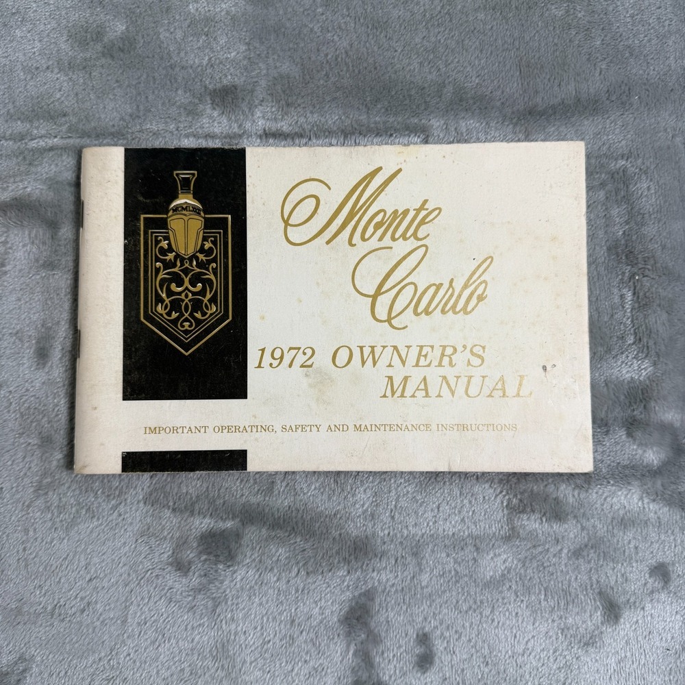 Vintage 1972 Monte Carlo Owners Manual GM Chevrolet First Edition Original